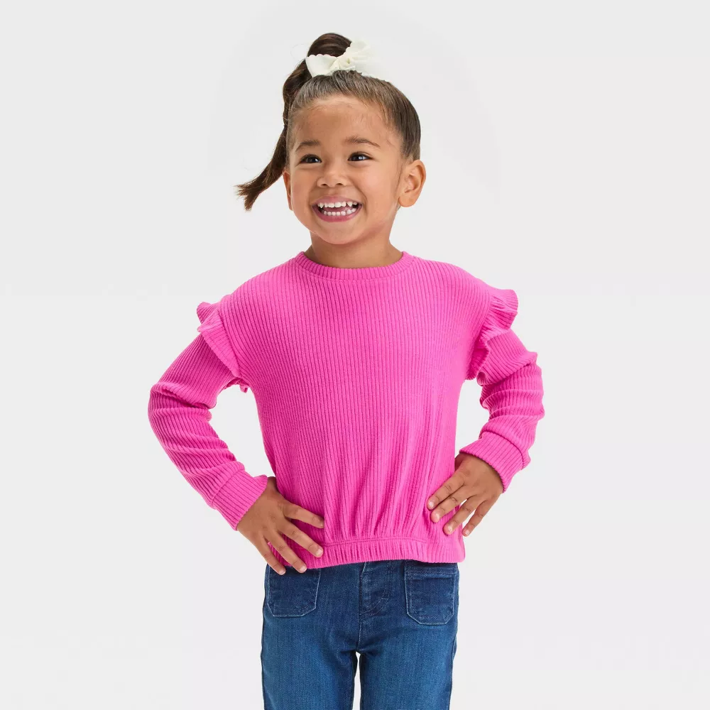 Toddler Girls' Long Sleeve Cozy Rib T-Shirt - Cat & Jack™