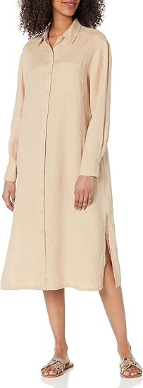 The Drop Women's Fiona Relaxed Linen Midi Shirt Dress